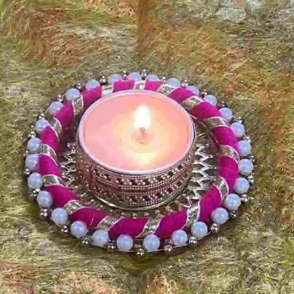 Pearl designer T light holder for Diwali Decor